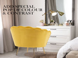 Armchair Lounge Chair Accent Velvet Shell Scallop Round Ottoman Footstool YELLOW V274-FT-VAC-ST-1596-YE