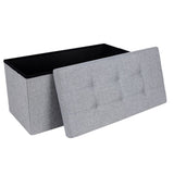 SONGMICS 76cm Folding Storage Ottoman Bench Foot Rest Stool Light Gray V227-8498402106080