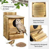 Owl Nesting Box Bird Feeder Paulownia Wood Acrylic V178-66929