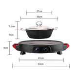 SOGA 2X 2 in 1 Electric Stone Coated Teppanyaki Grill Plate Steamboat Hotpot STEAMBOATR2ROUNDX2