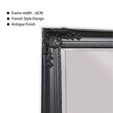 French Provincial Ornate Mirror - Black - Free Standing 50cm x 170cm V292-MIRR-FRN018