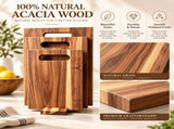3Pcs Wooden Cutting Board Set with Storage Stand, Chopping Boards for Kitchen Food Preparation V1181-KD005