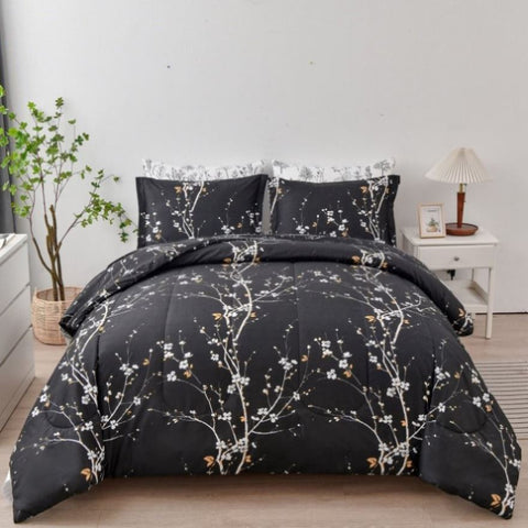 Soft Leaves Comforter Set, King Size, Quilted Bedding with Pillowcases V745-MAB010836AJ3