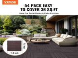 Interlocking Deck Tiles 54 Pack 12"x12" Waterproof for Porch Dark Brown V952-HDDBSL4TBTSZUY2L8V0