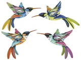 4 Pack Hummingbird Wall Art Decor, Metal Construction, Easy to Install, for Garden Fence Backyard V1369-AZ3-W-12326