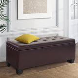 Artiss Storage Ottoman Blanket Box 97cm Leather Brown OTM-L2-BR