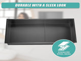 641 x 336 x 101mm Shower Niche Double Shelf Organizer No Tile Needed in Black V63-900751