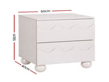 Artiss Bedside Table Nightstand 2 Drawers Storage Side Cabinet Beige FUR-AE-BS-WAVE-BG