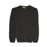 100% SHETLAND RAGG WOOL CREW Round Neck Knit JUMPER Pullover Mens Sweater Knitted - Plain Black - XL V563-SW-CN-FBK-99B-XL