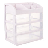 White Plastic Desk Organizer with Storage Drawers for Cosmetics and Stationery in Bedroom or V1369-AZ3-W-15632