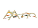 Keezi Kids Triangle Climbing Toys Set With Slide Indoor Outdoor Toddler Toys Pikler Climber With KCS-SLIDE-3IN1-WOOD
