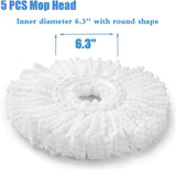 5 PCS Microfiber Replacement Mop Head Spin Mop Head Replacement 5-Pack, Microfiber Refill Heads V1366-AZ2-W-02259