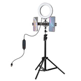 Live Broadcast Dual Phone Bracket With 1.1M Tripod & 6.2 Inch Led Ring Light Kit PRL-6303TKP