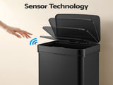 Devanti 72L Sensor Bin Rubbish Bins 4-in-1 Compartment Stainless Steel Trash Can Black SB-E-3C-72L-BK