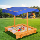 Keezi Kids Sandpit Wooden Sandbox Sand Pit with Canopy Water Basin Toys 103cm SAND-CANOPY-WATER