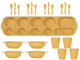 Yellow Durable Eco-Friendly Wheat Straw Dinnerware Set - 24 Pieces with Plates, Bowls, Cups & V888-ELOSUNG28120