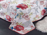 100% Cotton Lightly Quilted Coverlet Set Peacock Garden Pink Queen V442-STT-COVERLET-PEACOCKGARDEN-PINK-QS