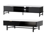 Artiss TV Unit & Coffee Table Set Storage Shelf Black FUR-S-TV-COF-WHBK