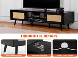 Rattan TV Stand for 65 inch TV, Boho TV Stand with Rattan Door, Entertainment Center with Build-in V952-TBDSJ55YCHSLT8DGQV3