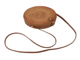 Handwoven Round Rattan Bag Tropical Beach Style Woven Shoulder Rattan Bag with Leather Strap 20cm V1294-YM0706-3117230158011
