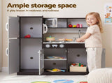 Keezi Kids Play Kitchen Pretend Toy Kitchen With Wooden Play Food Set PLAY-WOOD-MODERN-3IN1