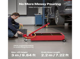 Low Profile Oil Drain Pan, 75.7 L Capacity, Rolling Oil Drain Pan with Manual Pump, 2.2 m Hose & T V952-SDWSPYCJS20GXVX4S001V0