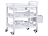 3 Tiers Lab Carts, Lab Utility Cart with 3 Trays & 4 Silent Wheels, Mobile Medical Cart with PP V952-SYSTCECKFBS4PGK0XV0