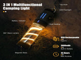 Rechargeable 3-in-1 Camping Light with Mosquito Repellent & Dual Heating Bright Flashlight, Warm V1107-CS-QWLYD
