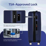 24" Digital Weighing Scale and USB Charging Port Lightweight Luggage Suitcase Silver Blue V915-FB3001-M-BL