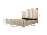 Elegant Luxury King Size Bedframe in Beige with Gas Lift Storage Velvet Fabric Golden Trim V357-STARSHINE-KING-BEIGE