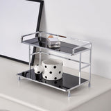 Double-Layer Acrylic and Metal Bathroom Organizer, Countertop Storage Shelf for Cosmetics, Cups, V1192-AZ-W-30043