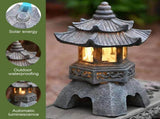 Solar Pagoda Lantern, Resin Japanese Style Zen Lantern with Solar Light, Garden Landscape Decorative V1192-AZ-W-16707