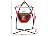 Gardeon Hammock Chair Outdoor Camping Hanging with Steel Stand Rainbow HM-CHAIR-PILLOW-RAINBOW-X