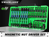 SWANLAKE 41Pcs 1/4" Magnetic Nut Driver Set SAE Metric Adapter Kit with Case V465-66172