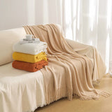Orange Premium Woven Knitted Throw Blanket with Tassels Soft, Cozy Sofa & Bed Blanket, Perfect for V888-ELOSUNG20354