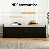 Artiss Storage Ottoman Blanket Box 140cm Fluted Black FUR-S-OTM-RTA-03-PB-BK