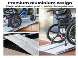 EQUIPMED 123cm Portable Folding Aluminium Access Ramp 272kg Rated, Silver, for Wheelchair, Mobility V219-HELRMPEQ13KA