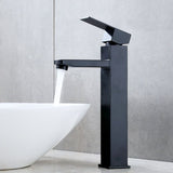 Black High Spout Bathroom Basin Mixer Faucet Single Hole Hot and Cold Water Tap V1188-MS-527-065