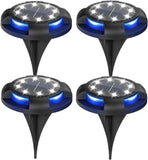 4-Pack Solar Ground Lights 8-LED Outdoor Garden Pathway Lights with IP65 Waterproof for Lawn, Patio V1107-SOLAR GROUND LIGHTS