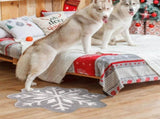 Gray Christmas Decor Snowflake Bathroom Rug, Gray Snowflake Welcome Mat Non Slip Round Shaped V1370-AZ4-19794