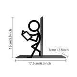 Metal Bookends,Black Human Shaped Book Holders with Non- Base,Decorative Sturdy Book Stopper for V1369-AZ3-W-14132