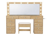 Artiss Dressing Table Vanity Desk Set Stool LED Bulbs Wood FURNI-L-DRESS08-WD-ABC