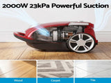DEVANTI Bagged Vacuum Cleaner Powerful Suction for Carpet Wood Tile Floor VAC-KB-2108-RD