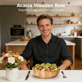 Handcrafted Acacia Wooden Bowl 9.3", Versatile Large Serving/Salad/Snack Bowl for Home, Kitchen V1369-AZ3-W-08822