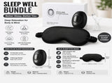 Winter Sleep Aid Bundle - Black Handheld EMS Pulse Device with 15 Levels and Black Imitation Silk V888-ELOSUNG53617