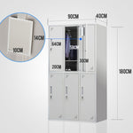 FORTIA 6 Door Metal Storage Cabinet Lockers for Gym Office - Grey V219-STLFOA6DGY