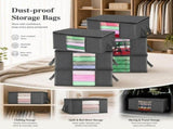6 Pack 60L Dustproof Quilt Storage Pouches Black Zipper, Large Multi-Bag Family Storage Kit V1221-XM-LB1868-GM68