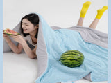 Yellow and gray color combination Cooling Summer Quilt with Ice Silk Fabric Lightweight Breathable V888-ELOSUNG48486