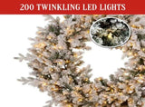 Christabelle Large 1.2m Christmas Wreath Snowy Dorchester with LED Lights Front Door Decoration 112_NATSD122