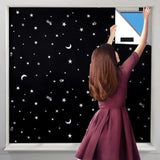 Blackout Curtain DIY Portable No-Drill UV Protection with Star and Moon Print, 145400cm V1188-MS-325-1288